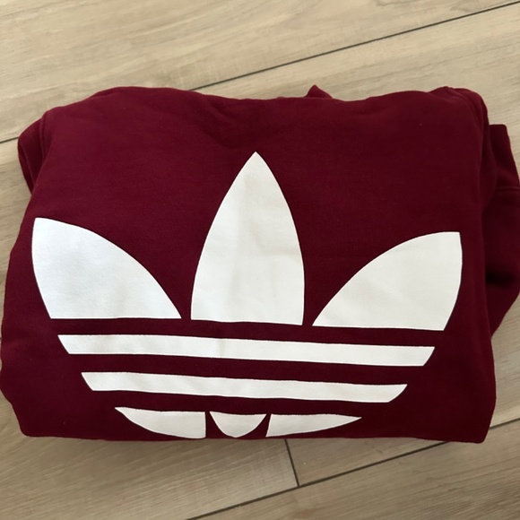 Burgundy Maroon Adidas Original French Terry Hoodie - Picture 5 of 6